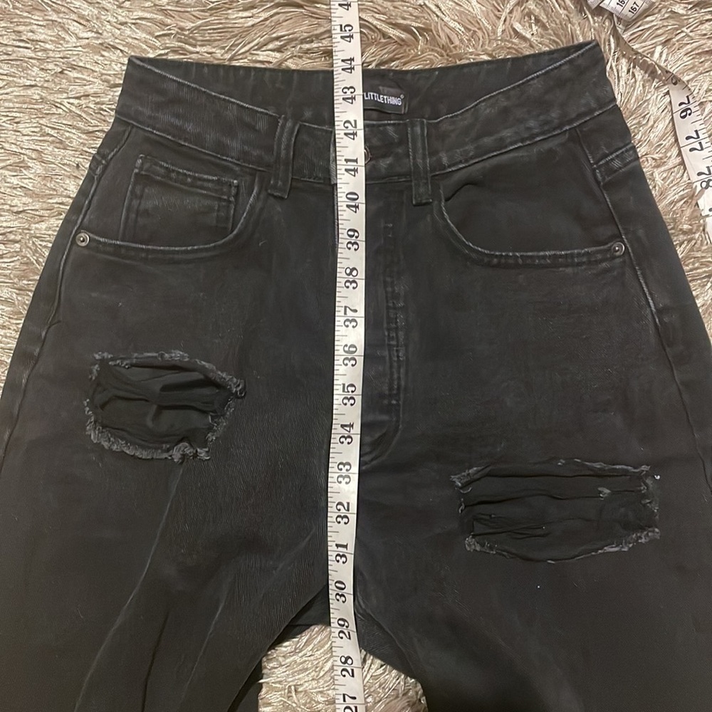 PRETTY Little Thing High Rise Black Ripped Baggy Jeans - Picture 8 of 9